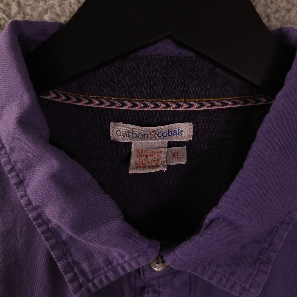 Carbon2Cobalt Shirt Mens XL Purple Long Sleeve Button Up Cotton Casual Preppy - Picture 4 of 10